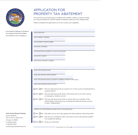 Application for Property Tax Abatement Form