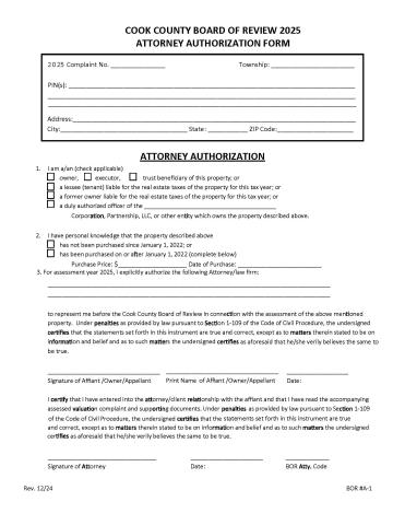 2025 Attorney Authorization Form