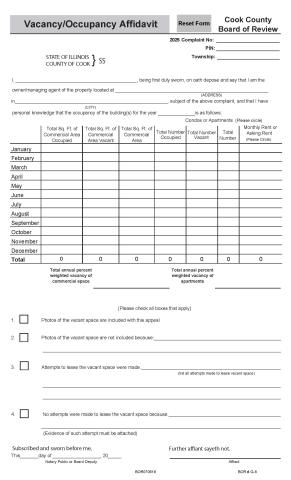 2025 Vacancy/Occupancy Affidavit Reset Form